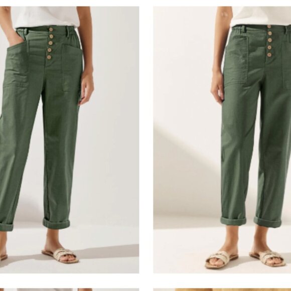 NWT Lintico Simple Button Fly Pants Heidi Linen Lagenlook - Picture 3 of 10